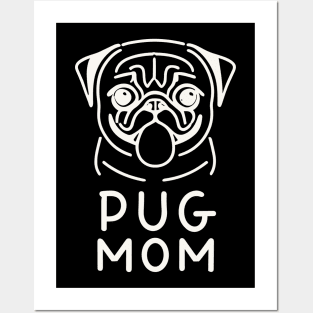 Pug Mom - Lineart Drawing for black Posters and Art